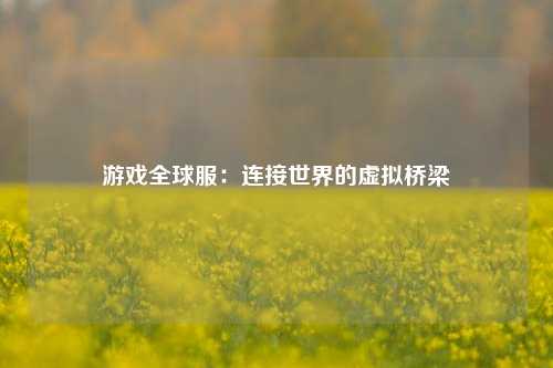 游戏全球服：连接世界的虚拟桥梁