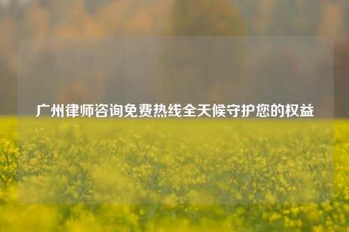 广州律师咨询免费热线全天候守护您的权益